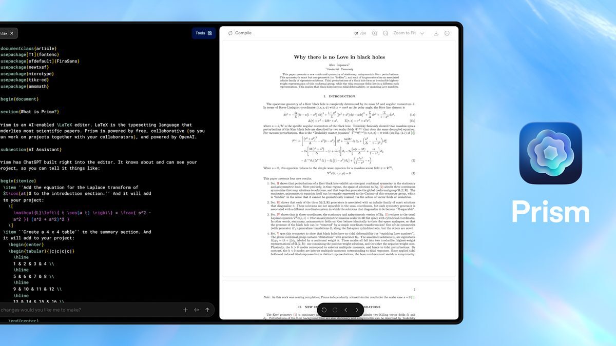 Prism arrives as a free AI-native workspace for scientific paper drafting